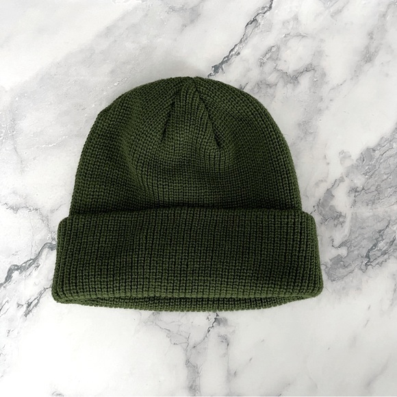 Green Solid Knit Beanie